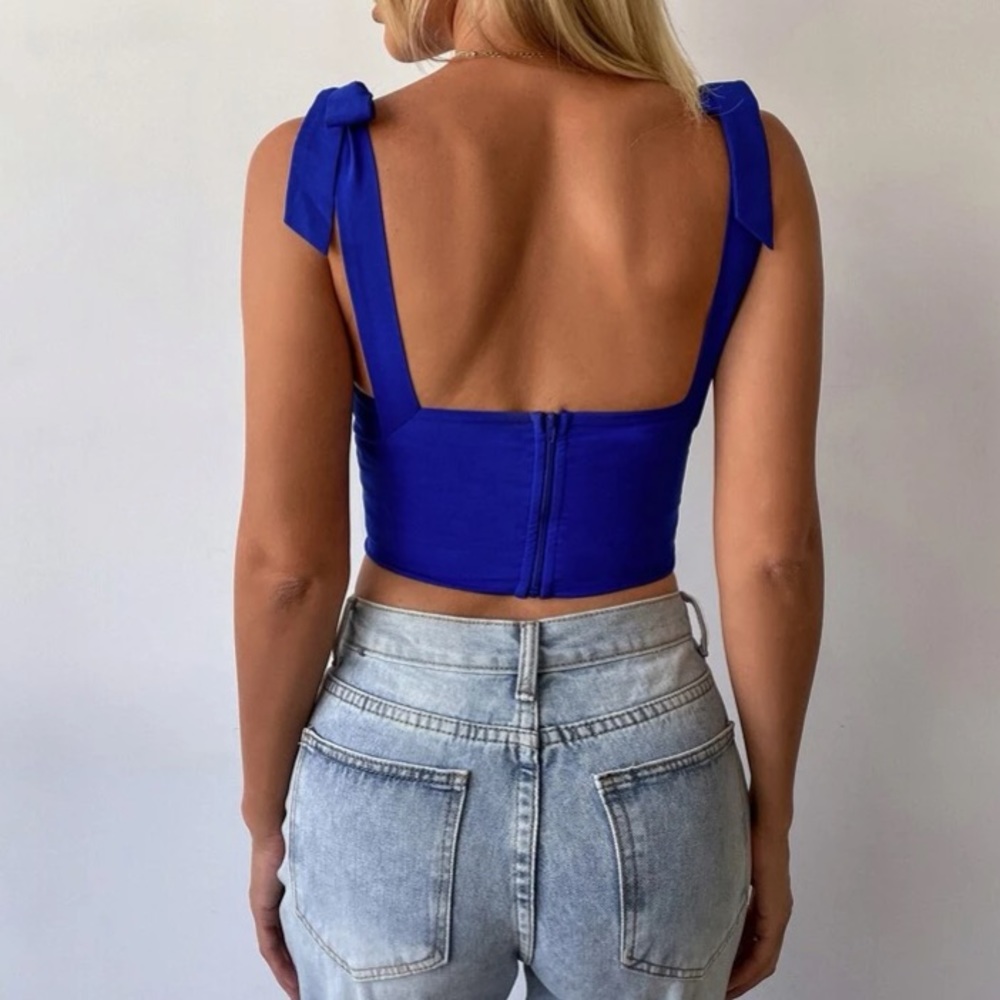 White corset bustier sexy crop top - Picture 7 of 16